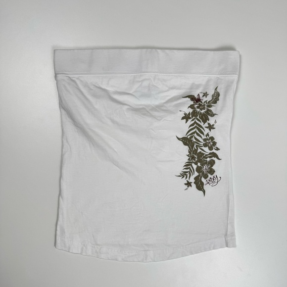 Roxy Vintage 2000’s White Floral Tube Top Size Medium Surfing Grunge Fairy Y2K - Picture 1 of 8